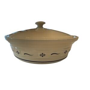 LONGABERGER WOVEN TRADITIONS 2 QT COVERED CASSEROLE BLUE EUC